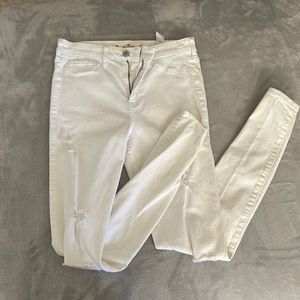 White Hollister Distressed Pants